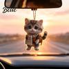 Lightweight Acrylic Cat Decoration Car Hanging Decor Cute 2D Flat Rearview Mirror Animal Decor for Cars Pendant Kawaii Keychain Accessories