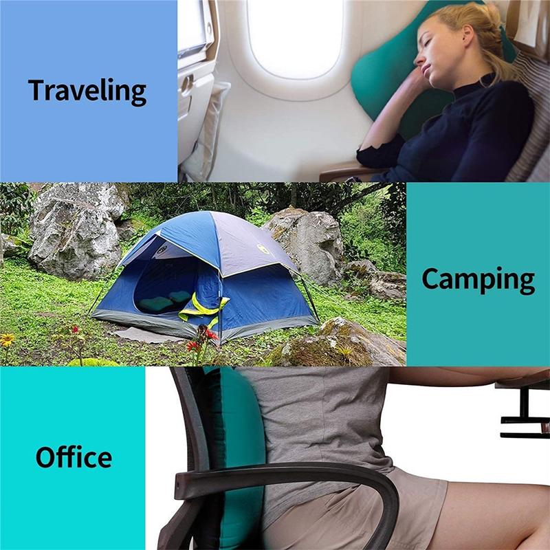 Ultralight Inflatable Pillow Flocking Neck Ergonomic PVC for Office Nap Outdoor Camping Travel Backpacking