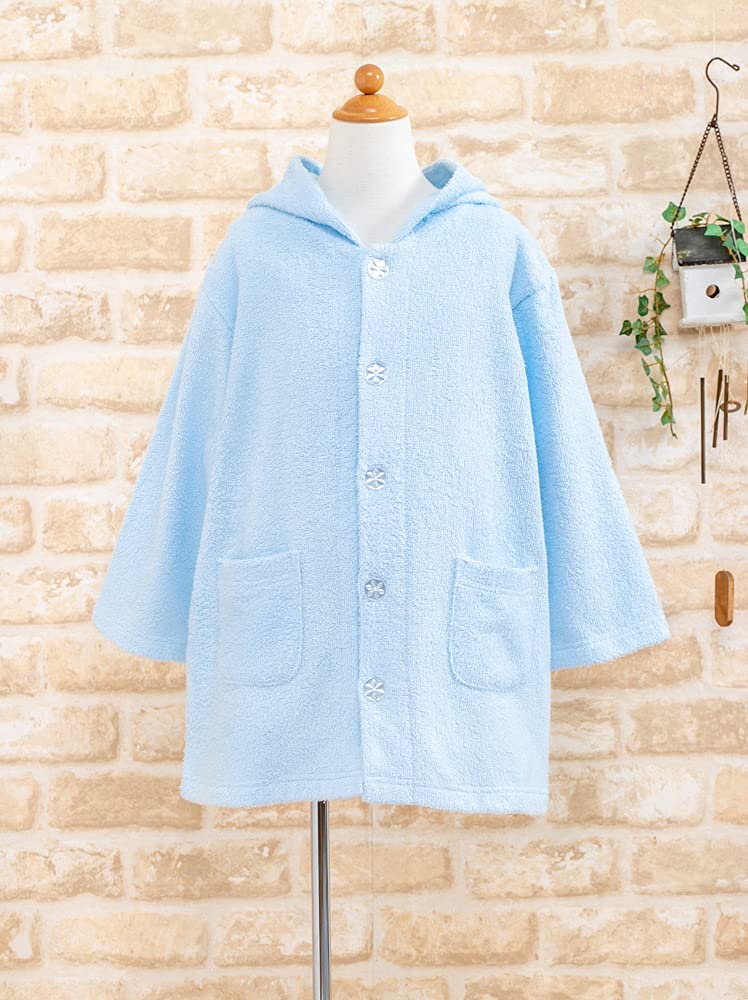 K's Eye Kids' Bathrobe, Terry Cloth, Unisex, Boys and Girls, Sizes 120-130cm, Suitable for Pool and Swimming, 11061 (Sizes 12-13, Blue)