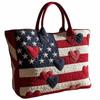 Sac fourre-tout matelassé vintage léger motifs imprimés 3D Sac à bandoulière grande capacité Coton Sac à main de voyage Accessoire pour femme