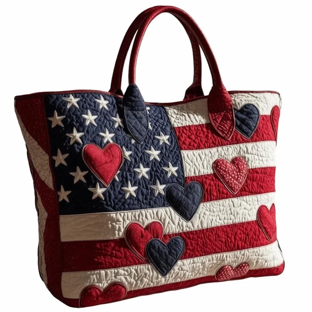 Sac fourre-tout matelassé vintage léger motifs imprimés 3D Sac à bandoulière grande capacité Coton Sac à main de voyage Accessoire pour femme
