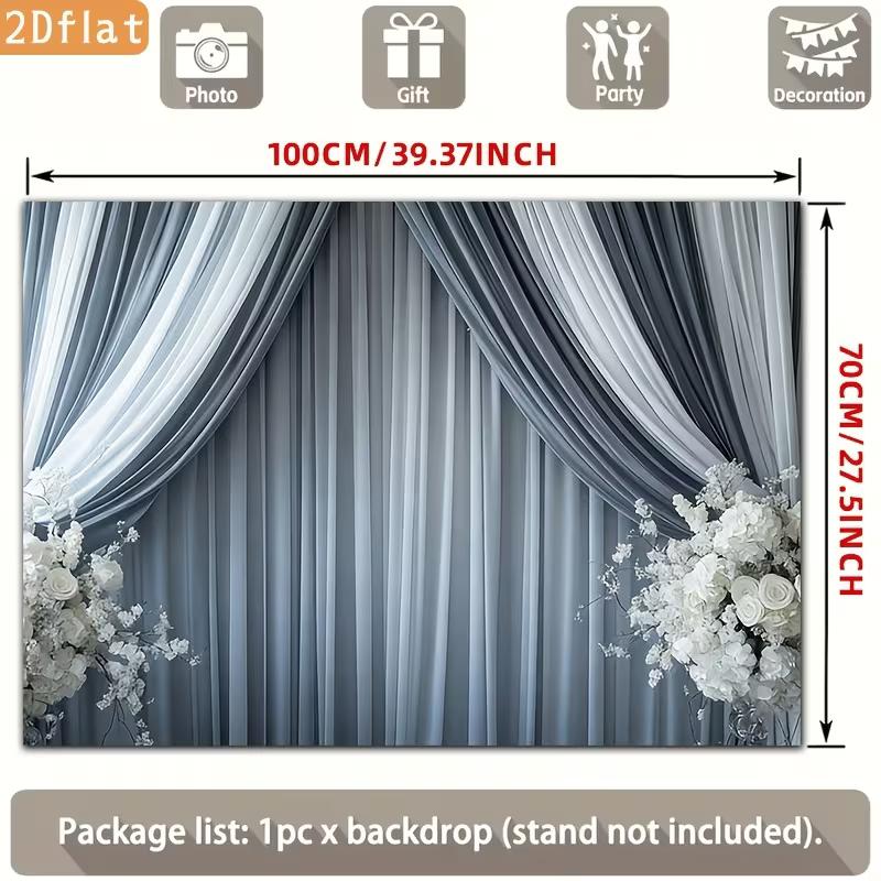 Grey Drape Backdrop with White Flowers for Wedding, Reception and Ceremony