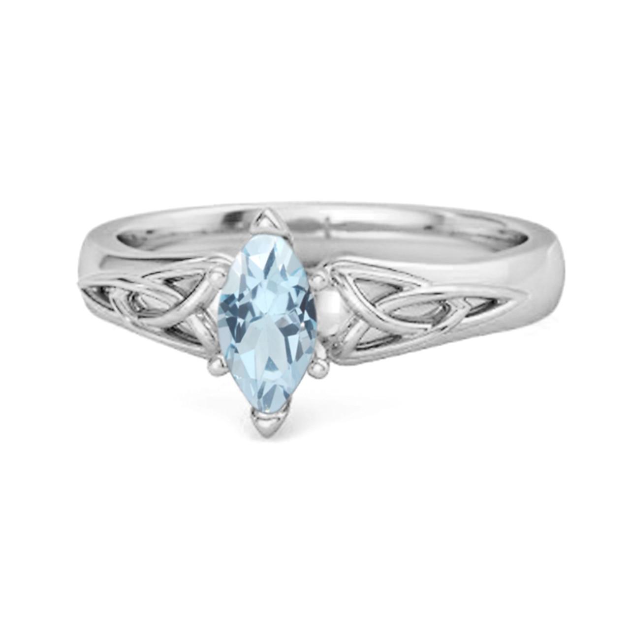 

Celtic Blue Topaz Ring 925 Sterling Silver Trinity Knot Band Ring 6.5 біле золото кольору