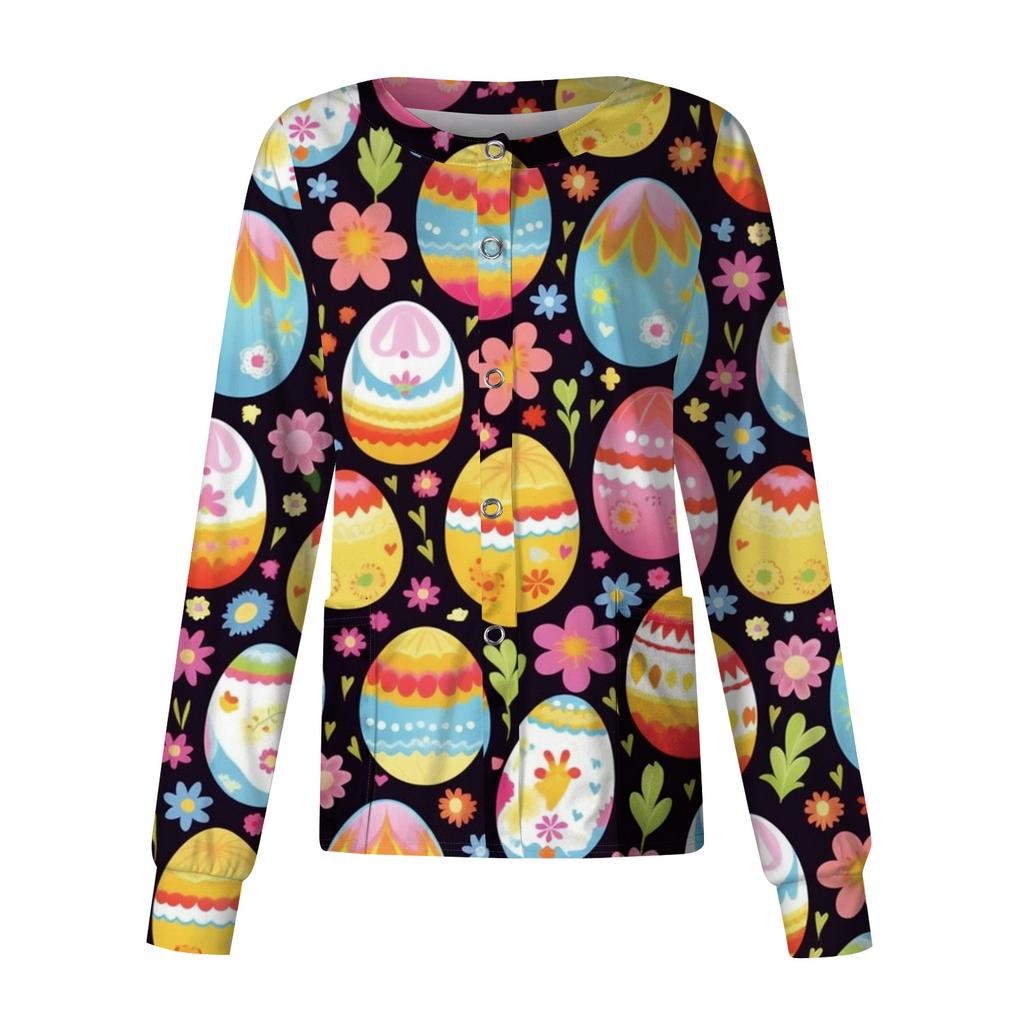 Women's Casual Long Sleeve Single Breasted Printed Dry- Top