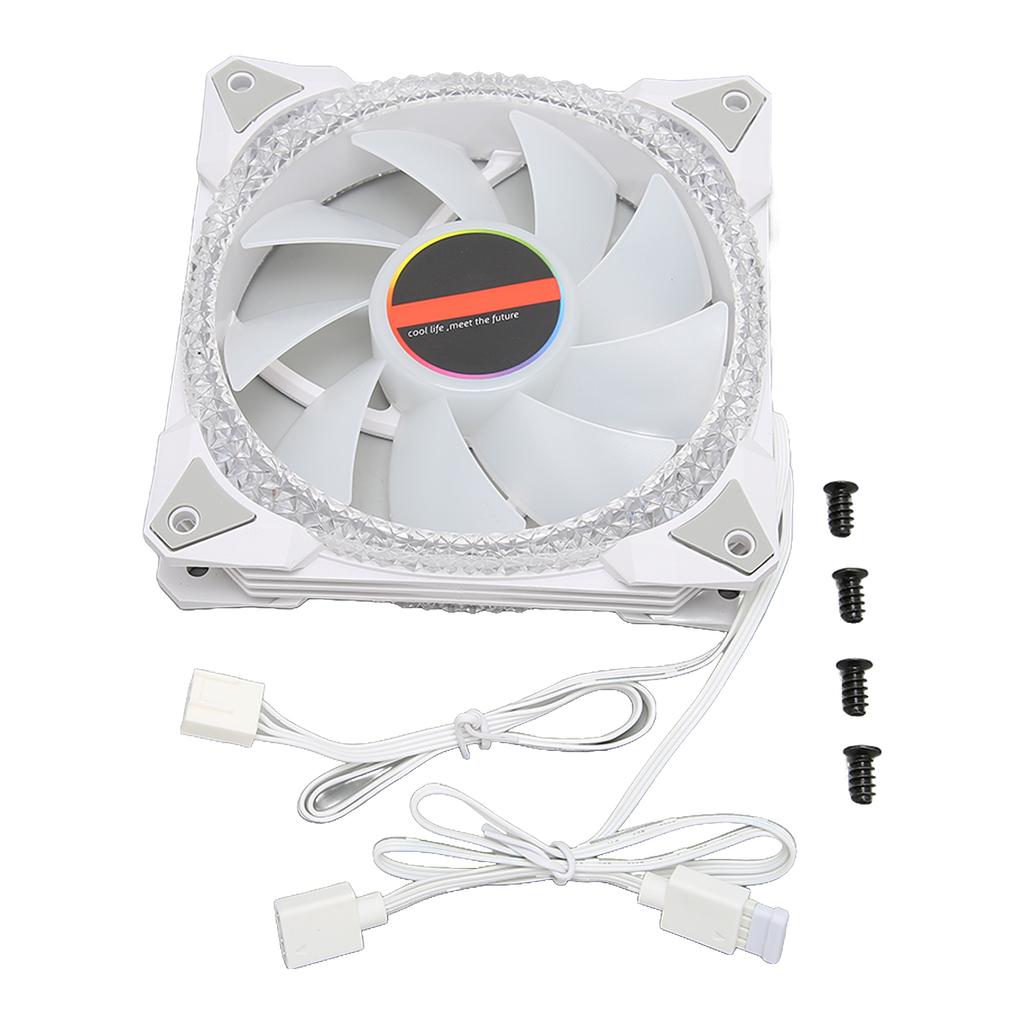 RGB Gehäuselüfter 12cm Doppelte Öffnung Leise und Geräuscharm 9 Flügel 4pin 3pin Kühlung Computerlüfter für Büro Zuhause