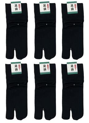 Large Antibacterial and Tabi Socks Sizes Tabi-ya Men's Odor-Resistant Crew-Length (Men's Socks), 6-Pair Set, Black, 27-29cm