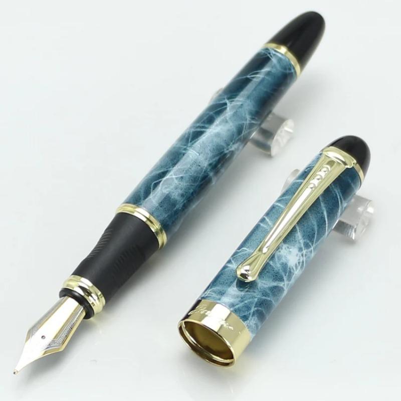 JINHAO X450 Роскошная перьевая ручка Черная с золотым 18kgp широким пером 22 цвета и чернила Подарочные ручки