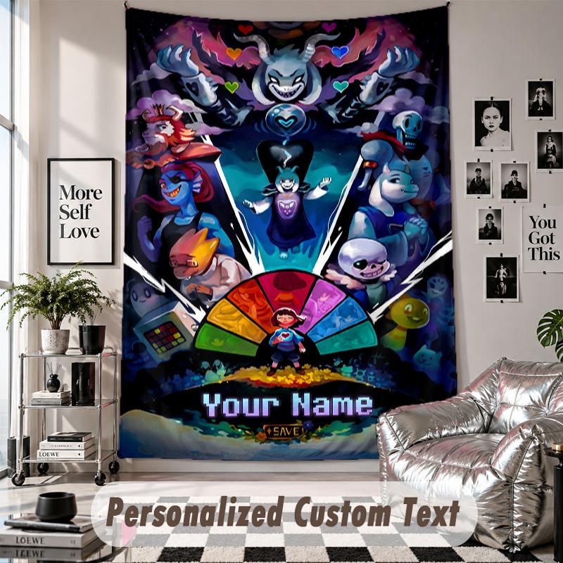 Custom Tapestry Wall Hanging, Undertale Personalized Name Text Home Wall Decor