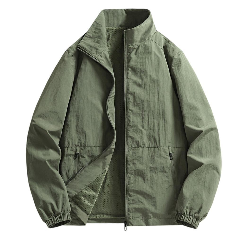 Men's Summer Light And Solid Color Outdoor Loose Large-sized Sun-protective Clothing, Waterproof Windbreaker Jacket