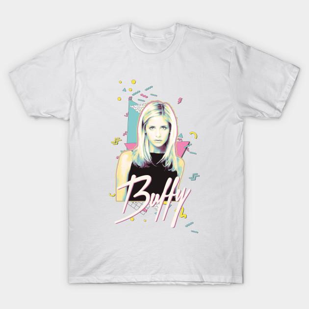 

Men Black Print T-shirt Buffy - 90S Style No-Cut Transfer Paper Print Cotton Tshirt S білий
