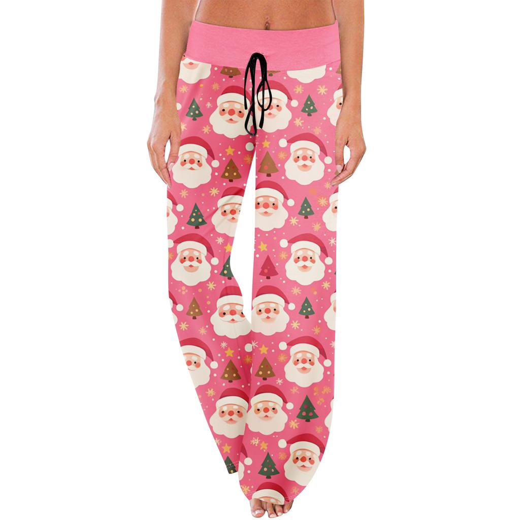 Pajama Pants Sleepwear Casual Drawstring Elastic Waist Pants Comfy Straight Yoga Loose Trousers
