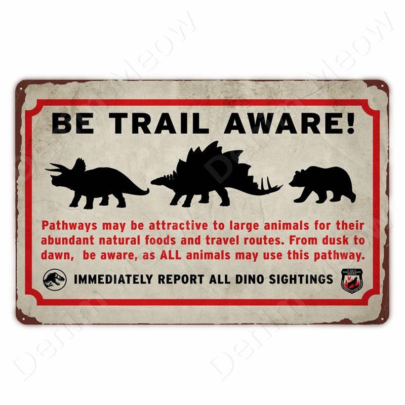 Beware of Raptor Funny Metal Tin Sign Slow Down Sign Garden Home Outdoor Zoo Plaque Dinosaur Warning Sign Vintage Wall Decor
