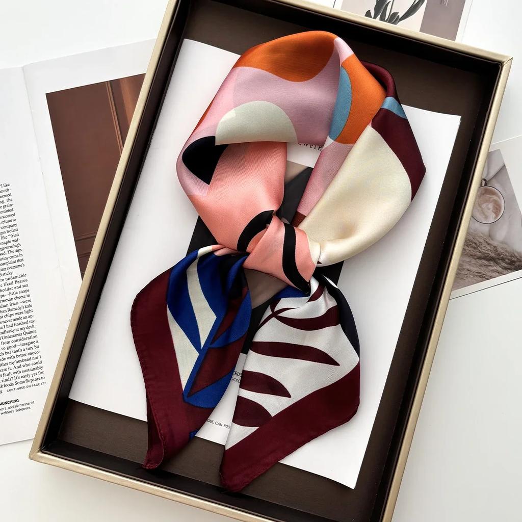 Luxury Square Scarf for Women Soft Satin Neckerchief Female Hair Bands Fashion Ladies Bag Ribbon Headband Bandana Shawl