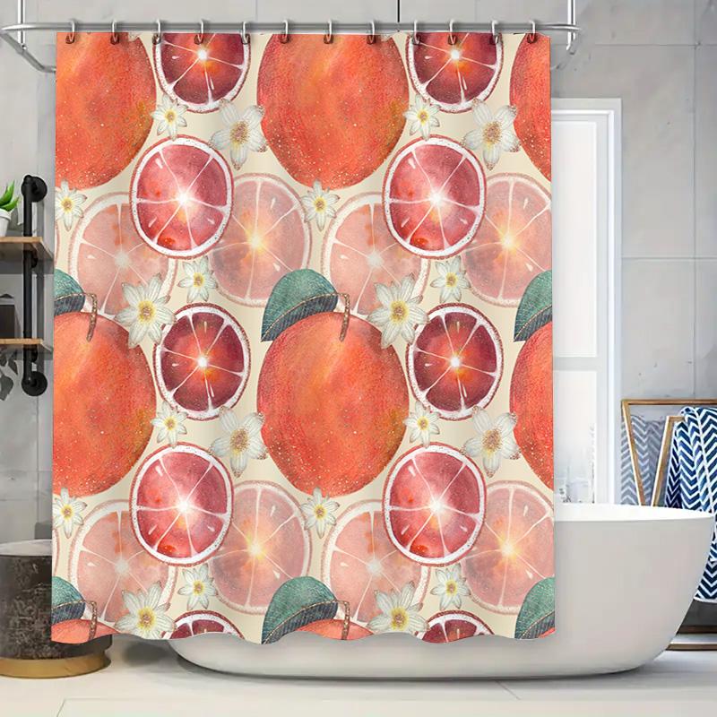 

Vibrant Fruit Shower Curtain Coral Red Orange Pattern Decorative Fabric Bath Hanging Waterproof Home Bathroom Accessory 72X84 In W60H190(CM)-1 Pcs