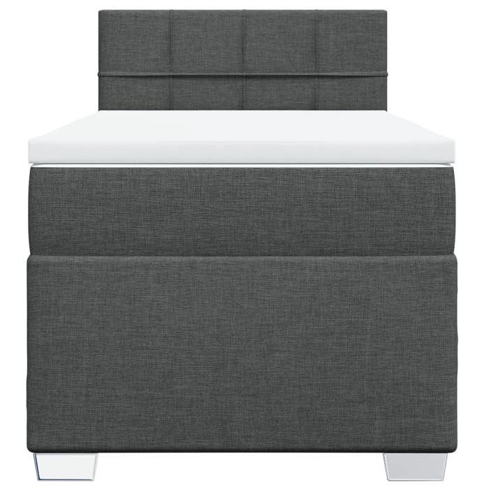 Maison Exclusive - Sommier à lattes de lit avec matelas Gris foncé 90x200 cm Tissu