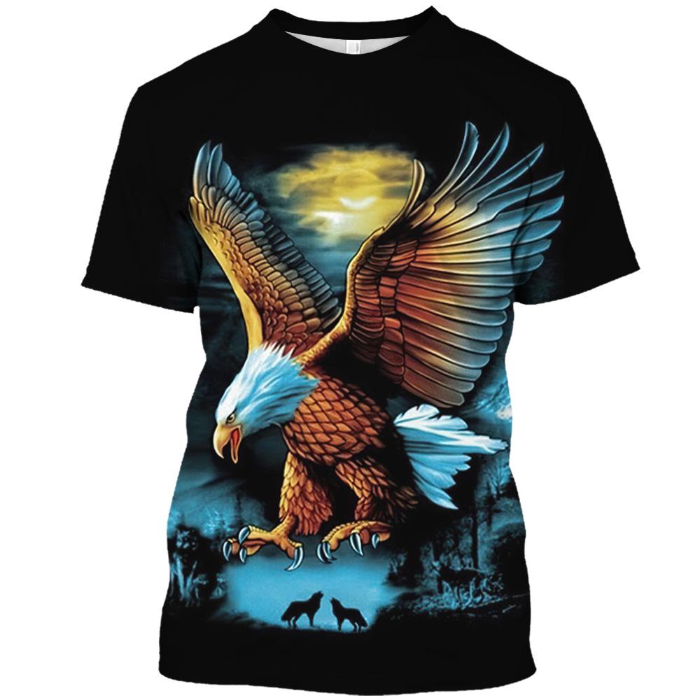 Summer Round Neck 3D Various Animal Patterns Print Top Fashionable Casual Short Sleeved Men's T-shirts