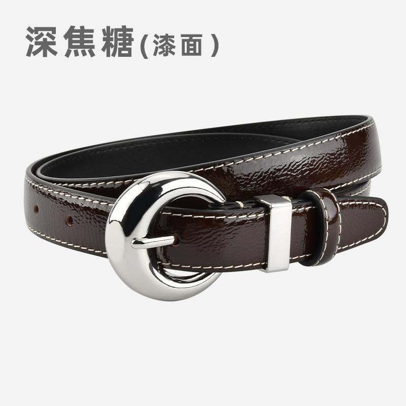 Lacquered Belt Women'S First Layer Cowhide Simple Jeans Decoration High-End Women'S Belt