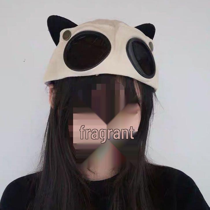 Cat Ears Aviator Hat with Sunglasses - Duckbill Baseball Cap & Russian Cat Sun Hat
