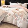 Light Luxury 100% Cotton Embroidered 4-Piece Bedding Set with Rounded Corner Sheets