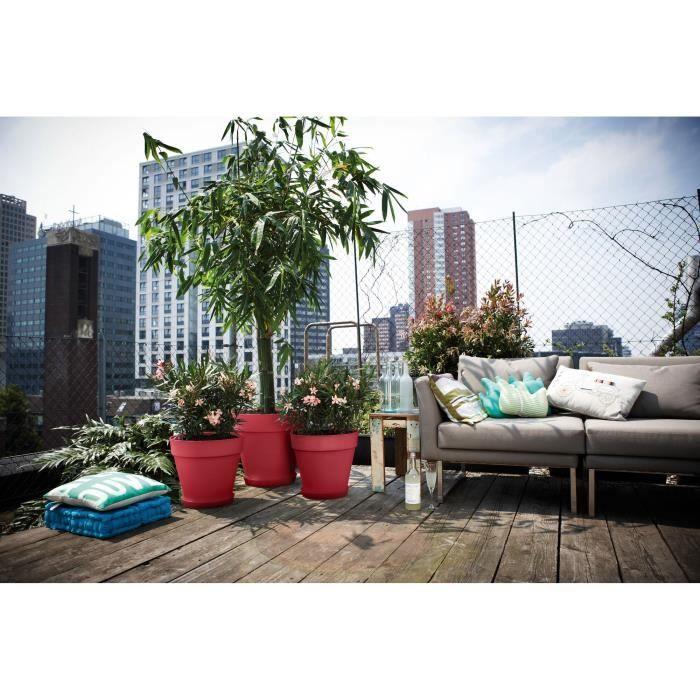 ELHO Pot de fleurs Loft Urban Rond avec roues - Rouge - Ø 48.5 x H 45 cm - Extérieur - 100% recyclé