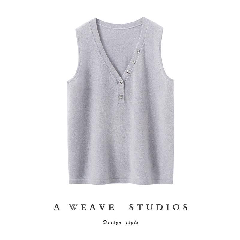 2025 Autumn/Winter French V-neck Sleeveless Slimming Cashmere Knit Vest