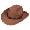 Unisex Western Cowboy Hat Wide Brim Roll‑Up Brim Double‑Top Felt Fedora Hat,10 Colors,Multiple Optional Detachable Hat Bands