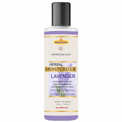 Swadeshi Khadi Herbals Lavender Body Lotion - Moisturizing with Shea Butter, Aloe Vera & Vitamin E | Calming Lavender Scent - 210ml