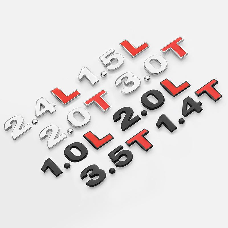 Car Displacement Label 1.4T1.8T2.0T3.0T2.0L2.4L3.0L Metal Modified Displacement Car Sticker Car Tail Label