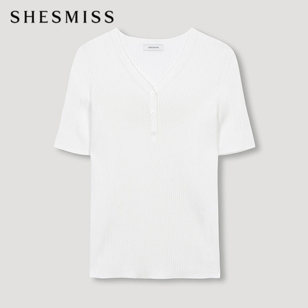 

She S miSS V-образный вырез, трикотажный топ в рубчик SSkpon22590 Ow off-white/55