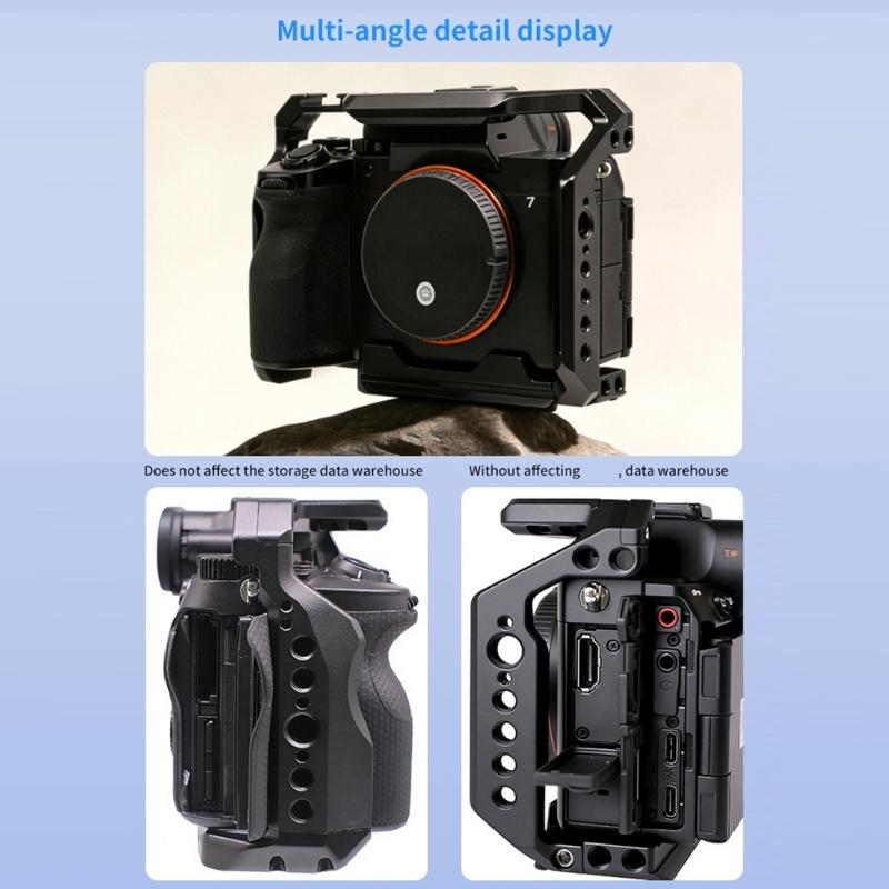 Professional Camera Cage Camera Full Cage Lightweight for A7M4 A7M5 A7R5 Aluminum Video Rig Button Cold Shoe QR Base Accessories