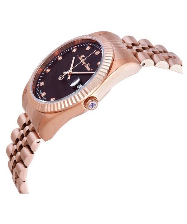 Mathey-Tissot Mathy III Rose Gold PVD Crystal Accents Black Dial Quartz H810PRM Men's Watch