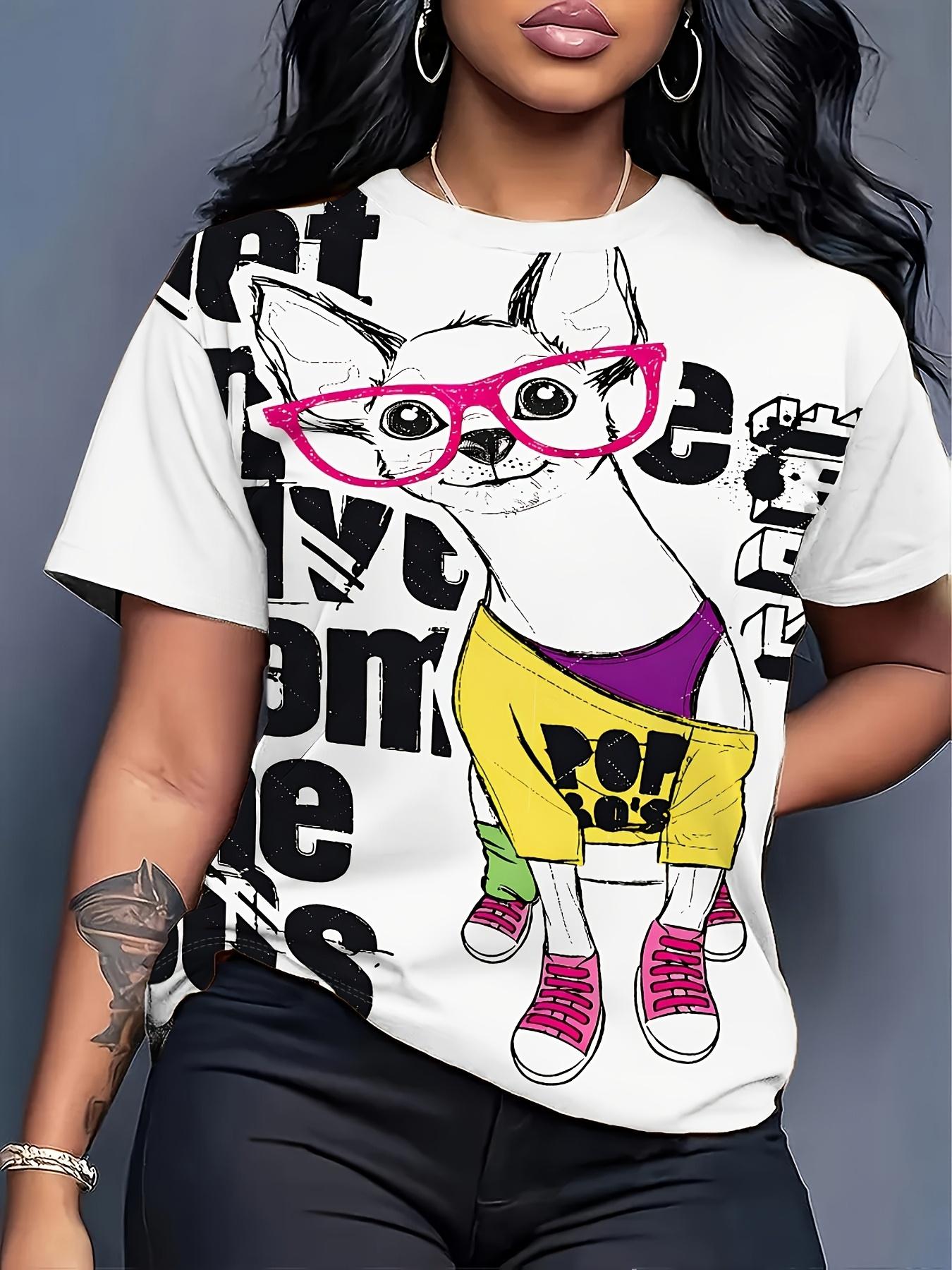 

Vibrant and Stylish Chihuahua Print T-shirt for Women- Fun and Cool Puppy Design with Eye-catching Pink Accents Suitable for Casual Outings. Pet-frien M дубильная кора