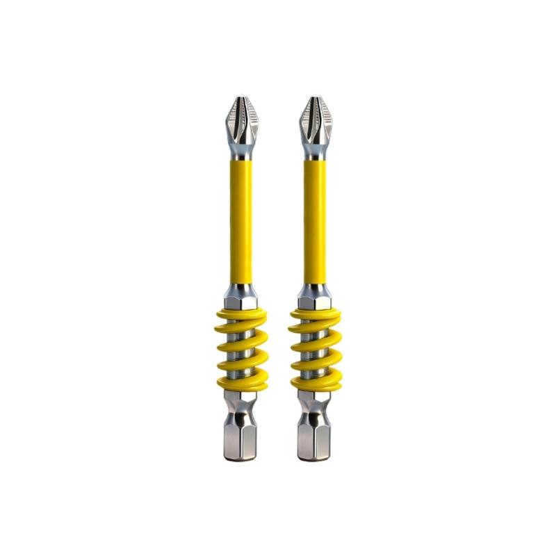 2Pcs High Strength Nonslip Drill Bit 6.35mm with Spring Loaded Feature Antislip for Electrician Tool Fastening