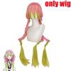 Bilibili Anime Přemožitel démonů Kanroji Mitsuri Cosplay Kimetsu no Yaiba Kostým Kimono Jednotná sada paruk Halloweenské karnevalové oblečení