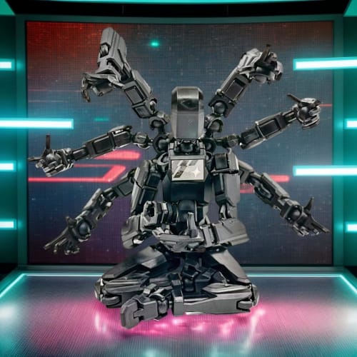 Toy Action Figure, Action Figure Model - Cartoon Full Body Robot with 8 Arms | Adjustable Joints for Fans and Collectors, Desktop Decor, Bedside, Coff