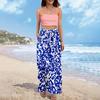 Women Summer Boho Palazzo Pants High Waist Wide Leg Floral Printing Casual Trousers With Pockets