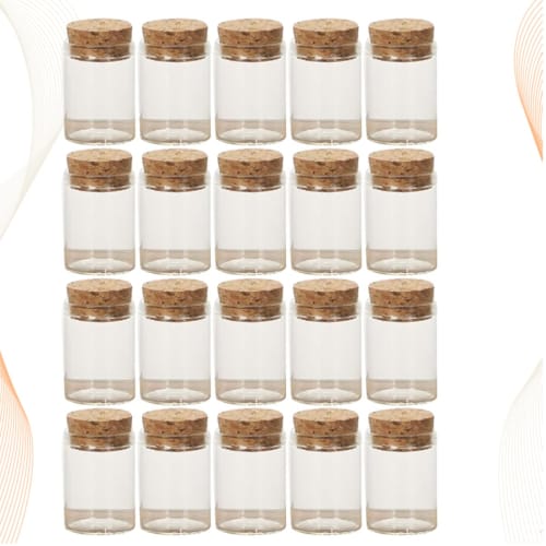 HOOTNEE 20pcs Small Glass Bottles with Cork Tea Storage Jars Mini Bottles Party Supplies Glass Wish Jars