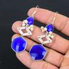 Daughters Day Deal Blue Sapphire Stone Trendy Drop Earrings 925 Sterling Silver