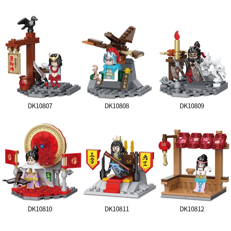 MOC Water Margin Chinese Soldiers Wusong Li Kui Heroes Weapon Brick Mini Action Figure Building Blocks DIY Toy For Kids Gifts
