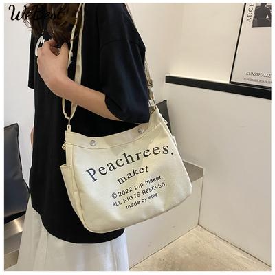 Fashion Versatile Canvas Viral Print Large Capacity Handheld Bag Daily Handheld Bag Women Shoulder Crossbody Bag