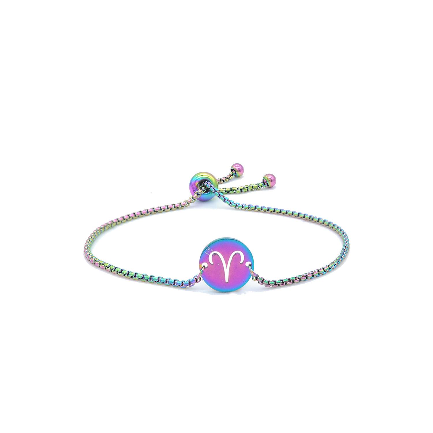Bracelet caméléon irisé multicolore astro signe zodiaque bélier 21 cm