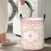 French Rococo Pink Floral Watercolor Panel Foldable Laundry Baskets Dirty Clothes Sundries Storage Basket Home Organizer Box