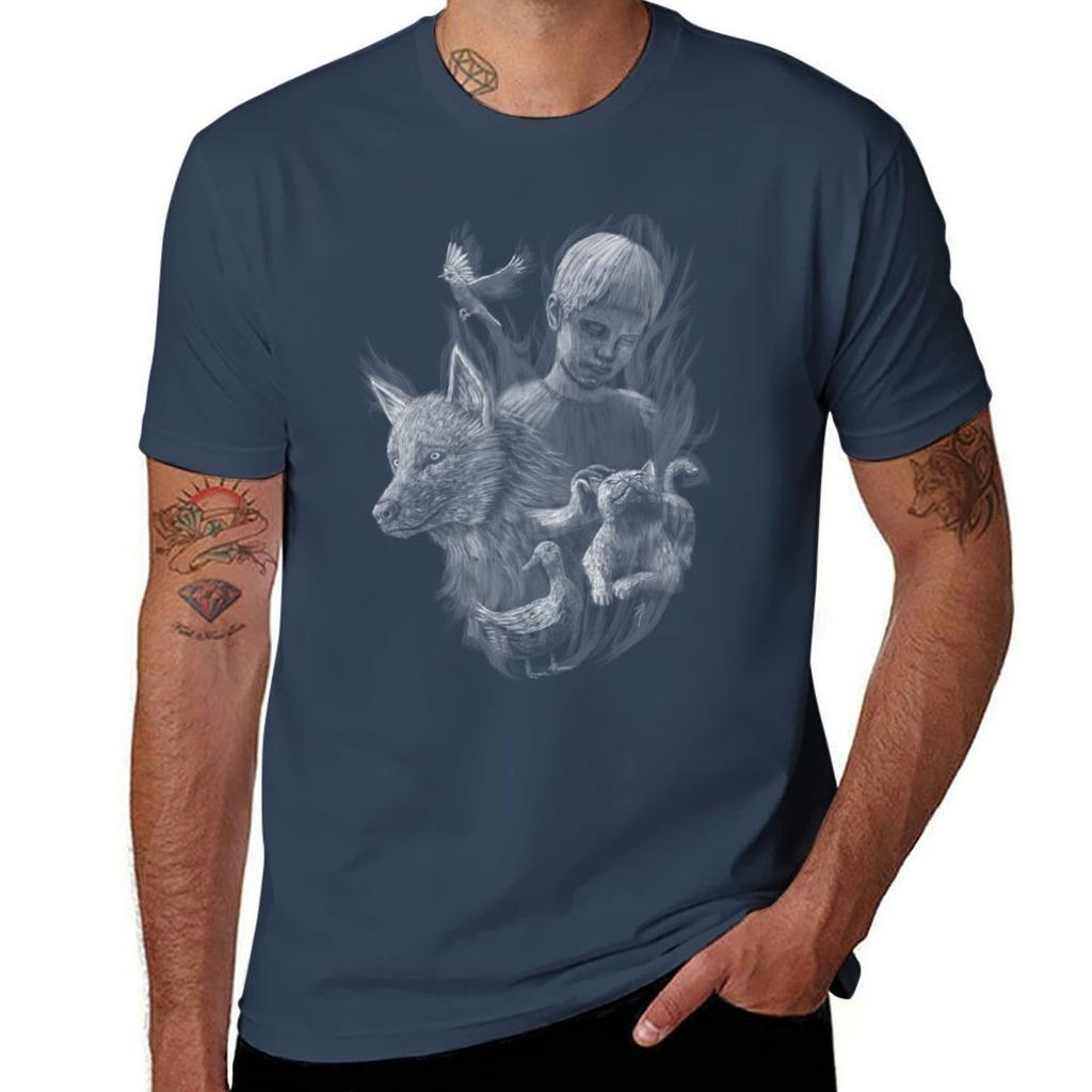 Peter and the Wolf painting TShirt Utility Casual Work TShirt