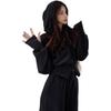 Early Autumn Sporty Double-Zip Hoodie & Drawstring Ankle-Tie Pants Set for Women