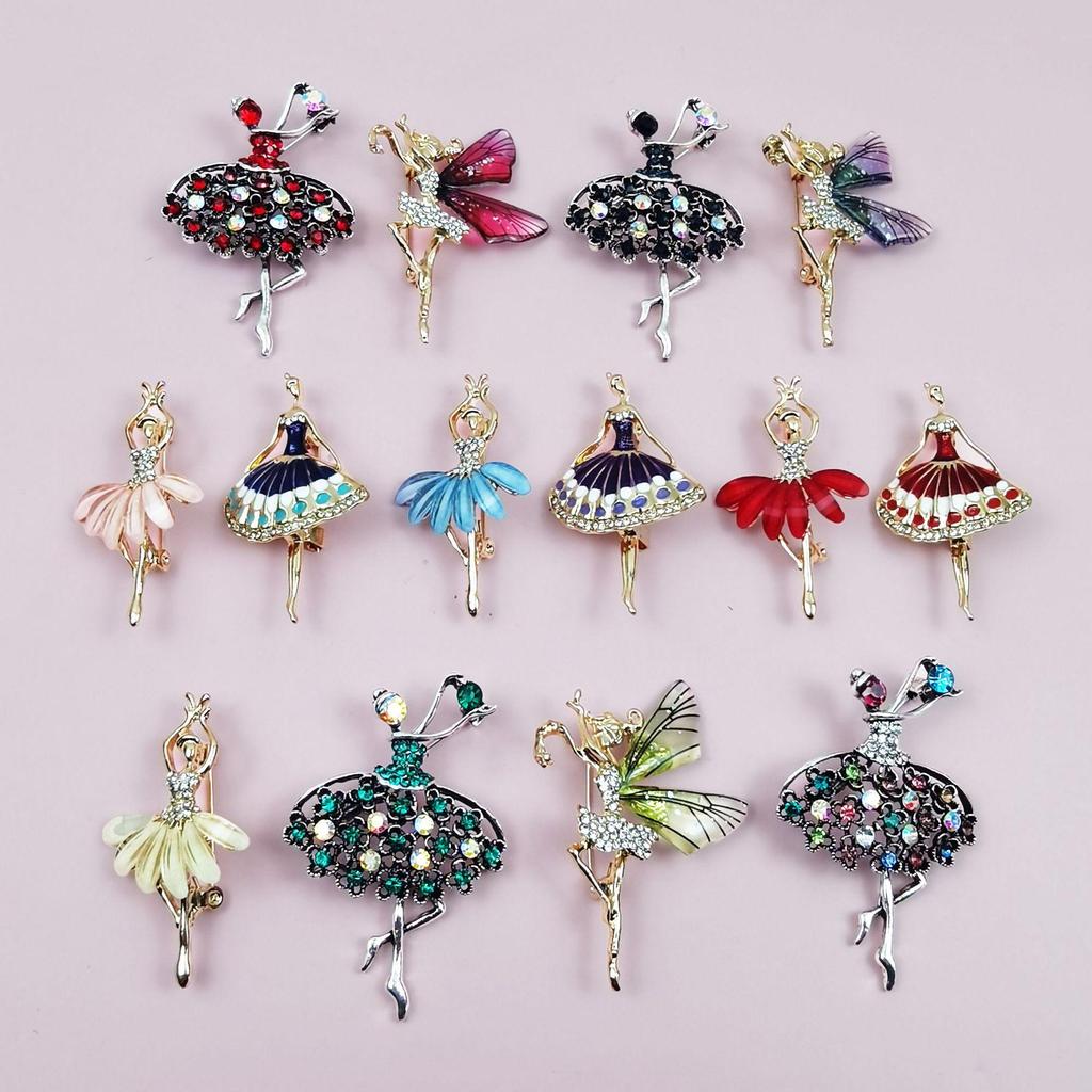 Cartoon tanzendes Mädchen Strass-Brosche - Elegantes Damen-Revers-Anstecker-Accessoire