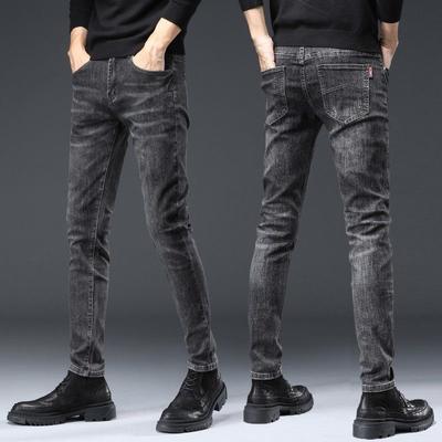 Mode Marke Schwarz Grau Jeans männer Stretch Slim Fit Dünne Hosen Koreanische Mode High-End-All-Spiel Casual lange Hosen