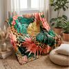 Jungle Leopard Floral Fusion 1 Theme blanket Lightweight Warm Flannel Blanket Decorative Throw Blanket for Home Decoration