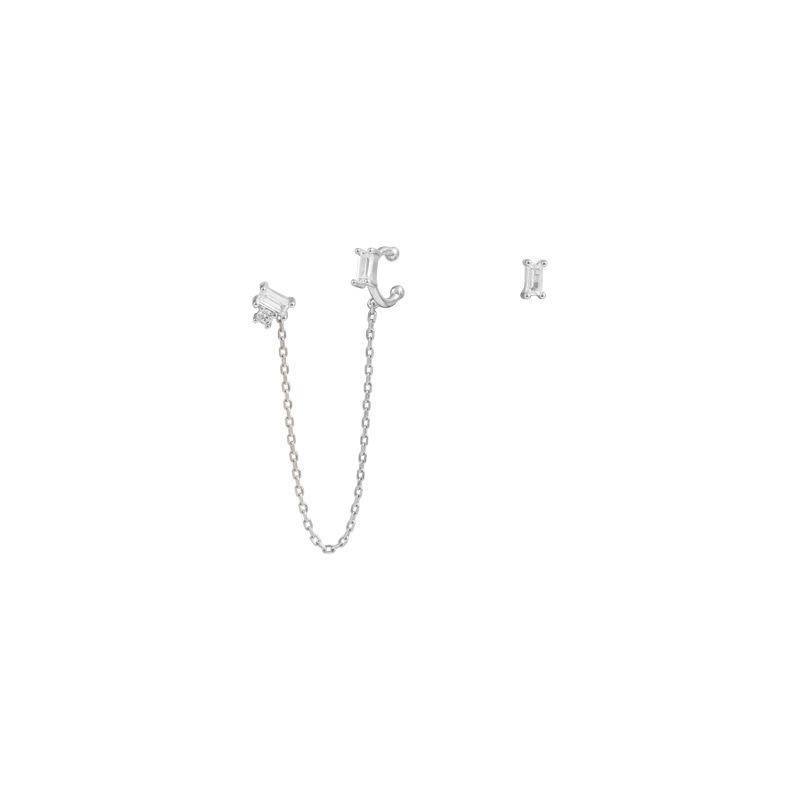 

ins персонализированные и креативные интегрированные ушные косточки клипсы женственность универсальные геометрические цепочки асимметричные серьги Copper