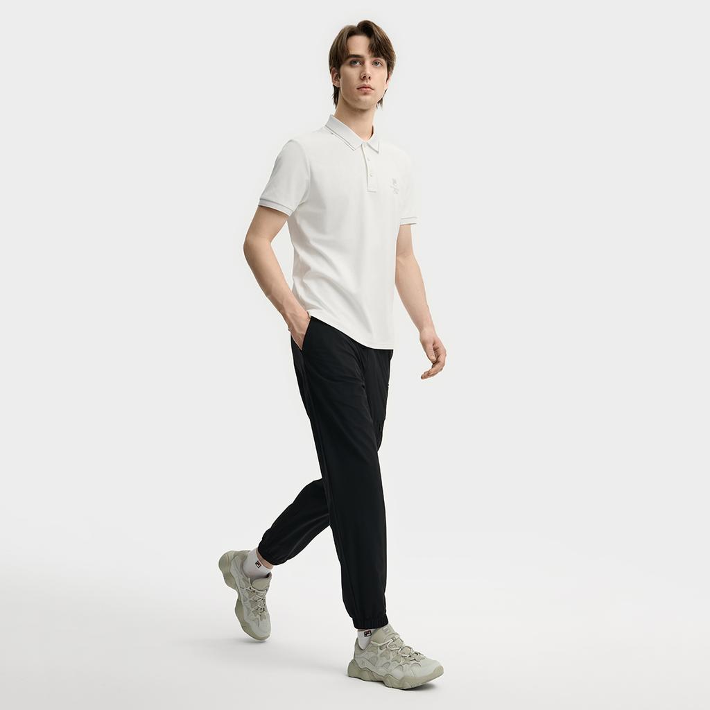 FILA Heritage Casual Business Versatile Breathable Cool Feel Embroidered Logo Short Sleeve Polo Men polo Cloud-White F11M538123FWT