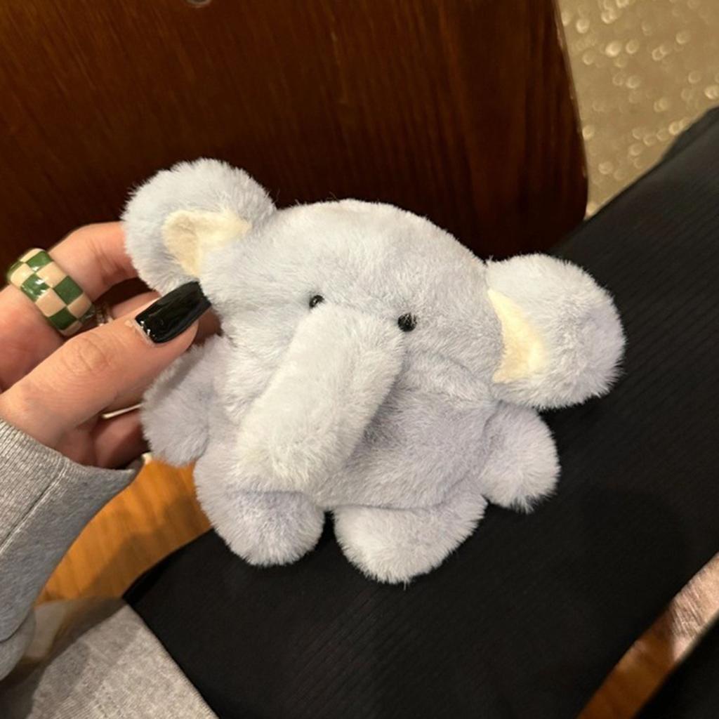 Yousheng Plush Blue Elephant Earphone Case for Airpods 3D Cartoon Fur Animal Headphone Cover for Women Girls